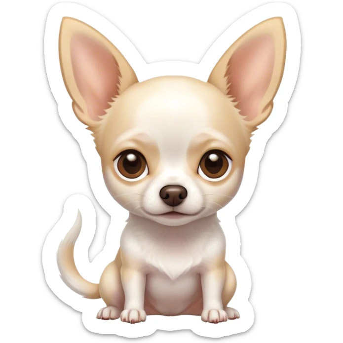 Un chihuahua blanco con dos manchas café en los ojitos y orejas  sticker