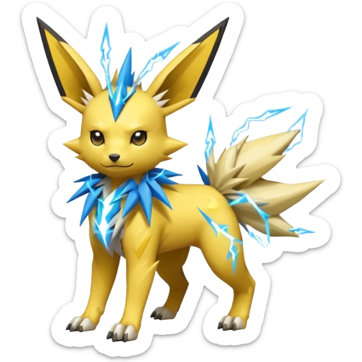 Jolteon-Electrike-Zeraora-Fakémon-hybrid-creature (full body)  sticker