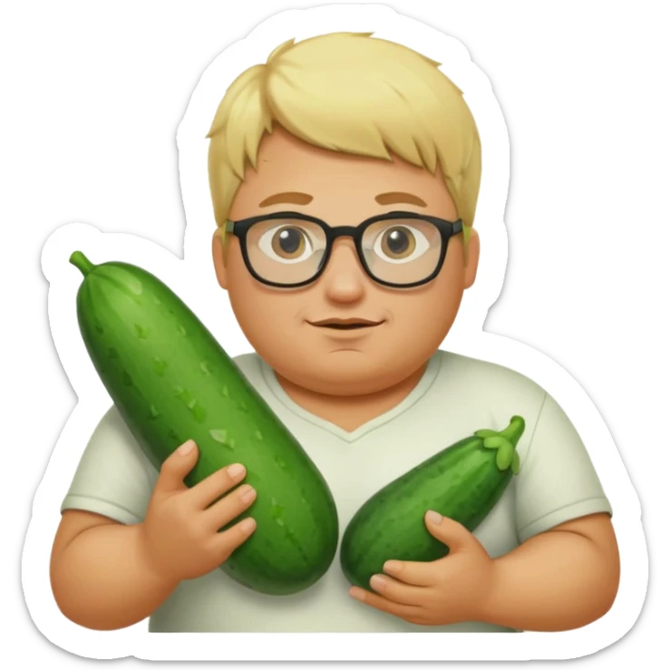 make a cucumber gamer, blonde and fat, male. show cucumbers sticker