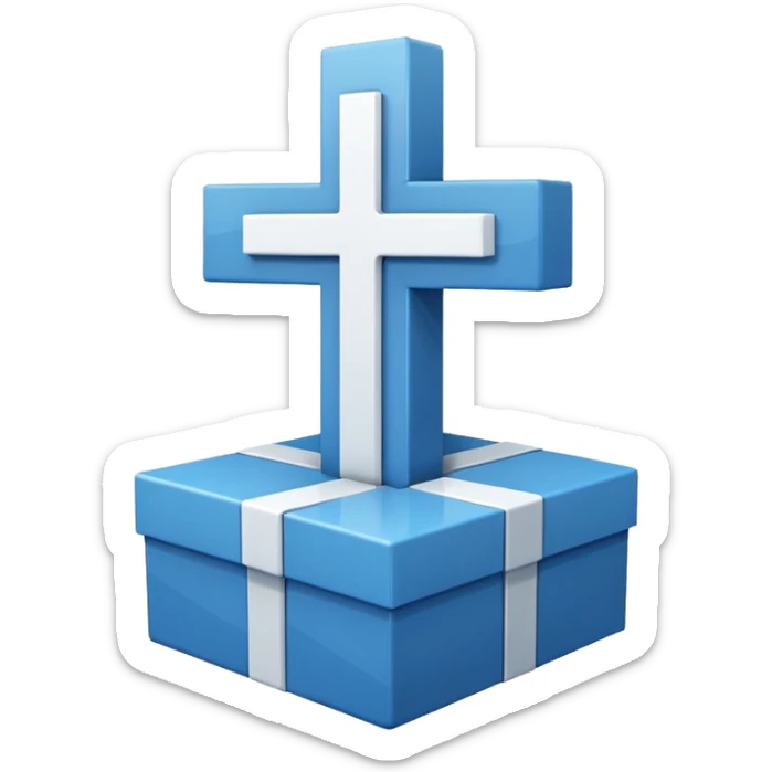 Make exactly as the cross is. Make the blue a little darker. ☩ The emoji is for X. the blue is for the box, the cross must be white sticker