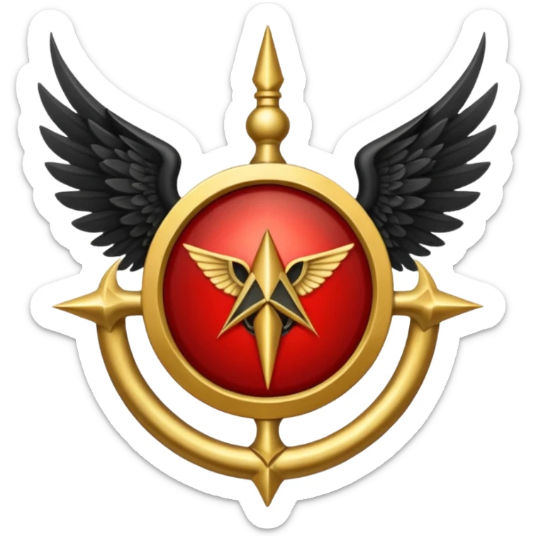 Holy Emblem with black wings and horn and red tetragrammaton in the middle sticker