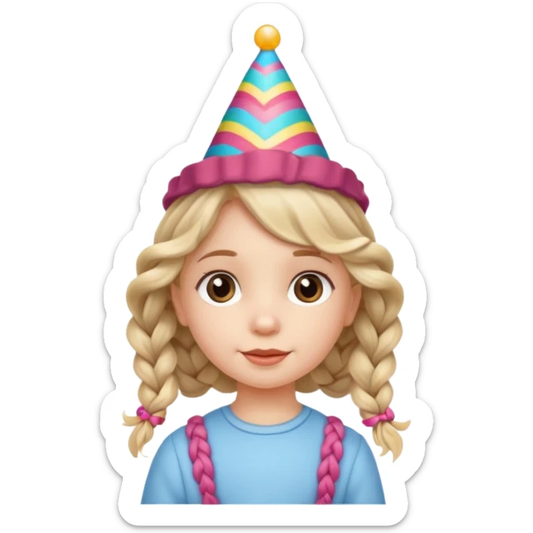 a little girl with wavy braided hair with birthday hat















 sticker