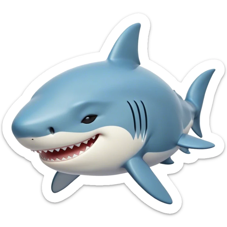 Meme-Worthy Cute Sleeping Shark Portrait Emoji, Head resting peacefully with a contented smile, showcasing a powerful, sleek build and a luxuriously soft streamlined body, eyes shut in a serene, restful drift, Simplified yet hilariously adorable features, highly detailed, glowing with a soft, drowsy light, high shine, relaxed and utterly lovable, stylized with an air of playful laziness, bright and heartwarming, soft glowing outline, capturing the essence of a comically sleepy shark, so meme‐worthy it feels like it could instantly become the next viral sensation of adorable oceanic slumber! sticker