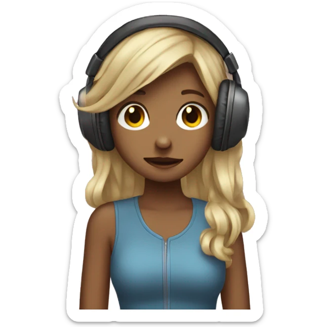 a girl wearing headphone listening to a song that make her cry sticker