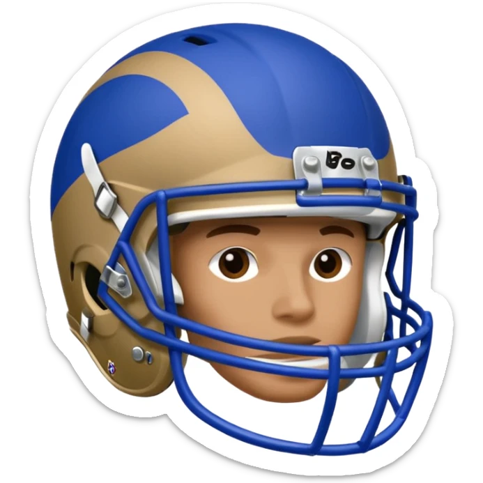 College football player helmet in a royal blue color Half face sticker