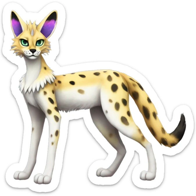 Epic Edgy Colorful ethereal eldritch Sergal-Serval-Fionbri full body  sticker