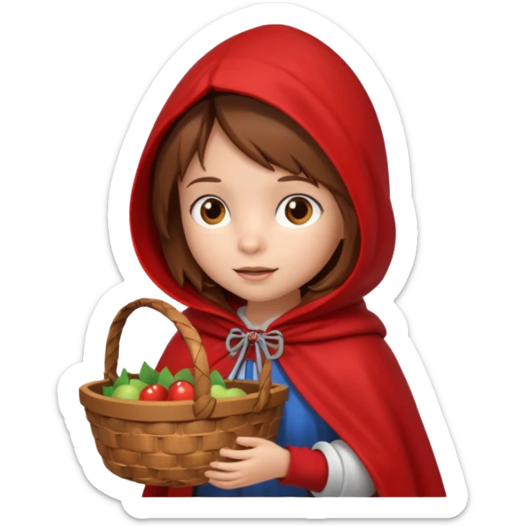 little red riding hood with brown hair 10 years old sticker