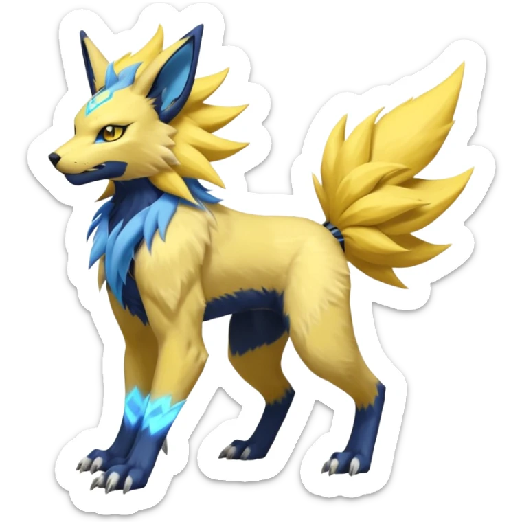 Feral Quadrupedal Digitigrade Luxray-Jolteon-Renamon-Manectric-fusion-hybrid-creature, full body  sticker