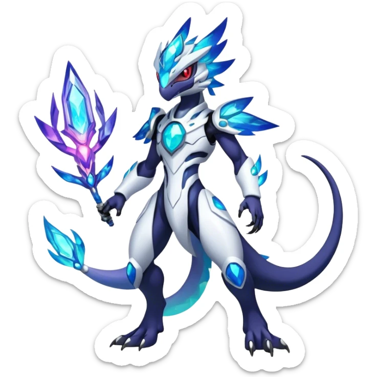 Shiny Futuristic Celestial Magical Ethereal Godly Divine Nebula-Fakemon-Pokemon-Digimon-Spectrobes-Raptor-fusion, full body sticker