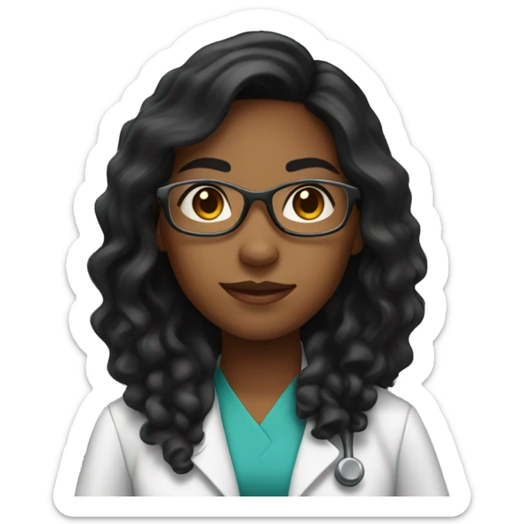 Young African American female scientist with long black hair  sticker