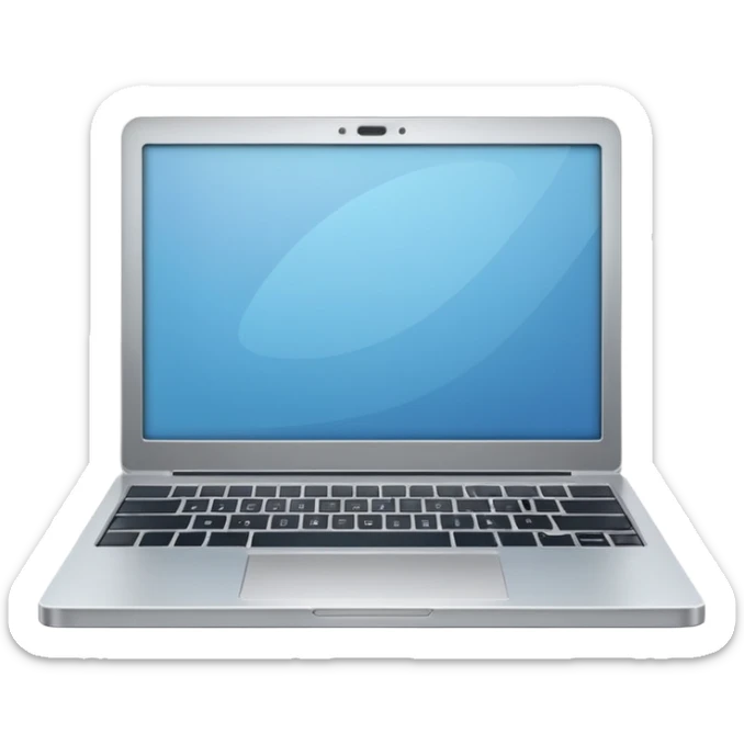 3D minimal icon of a premium silver or gray laptop with no logos, placed on a color #FF3D00 gradient background. Clean, modern, high-end tech style. sticker