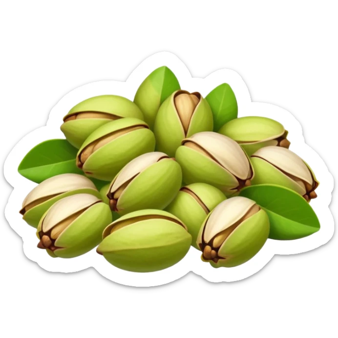Heap of raw pistachios with shells, natural and organic, close-up view sticker
