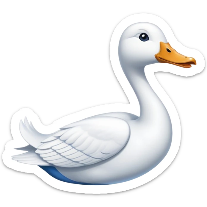 A cartoon jet airplane with a white goose neck and head extending from where the nose would be sticker