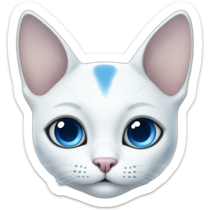 cartoon white and blue cat with one big blue spot on the right eye and on the ear, sticker