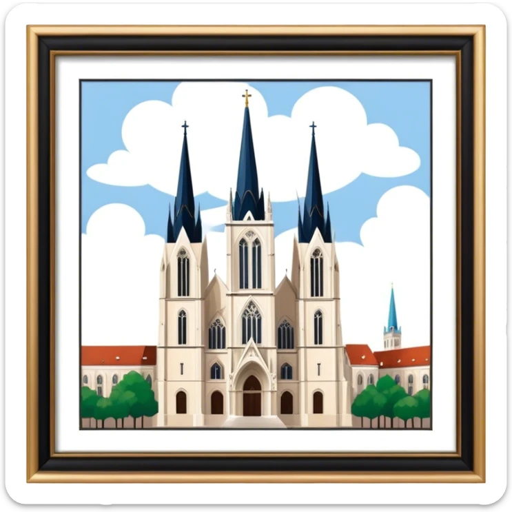 Zagreb Cathedral Landmark Emoji – Depicting its Gothic architecture and twin spires. sticker