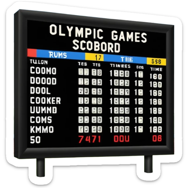 un panneau des jeaux olympic qui affiche le temps des coureurs affichant 9.58s  sticker