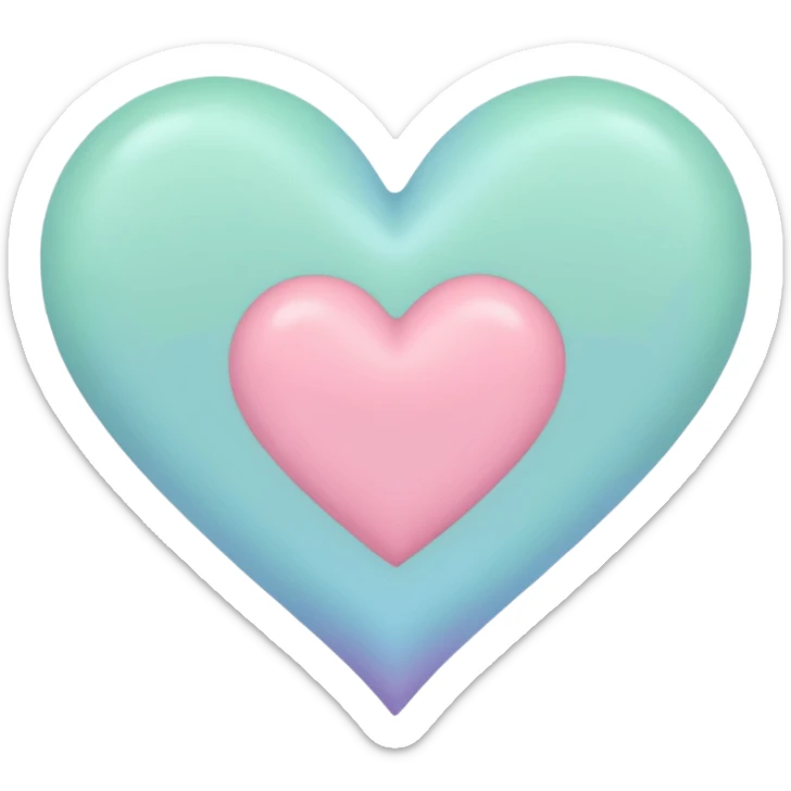 a heart with pastel blue pastel pink pastel purple and pastel green all in one heart sticker