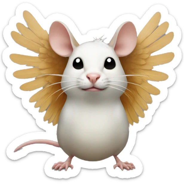 Rat with wings of a chicken and a cats head on his mouth sticker