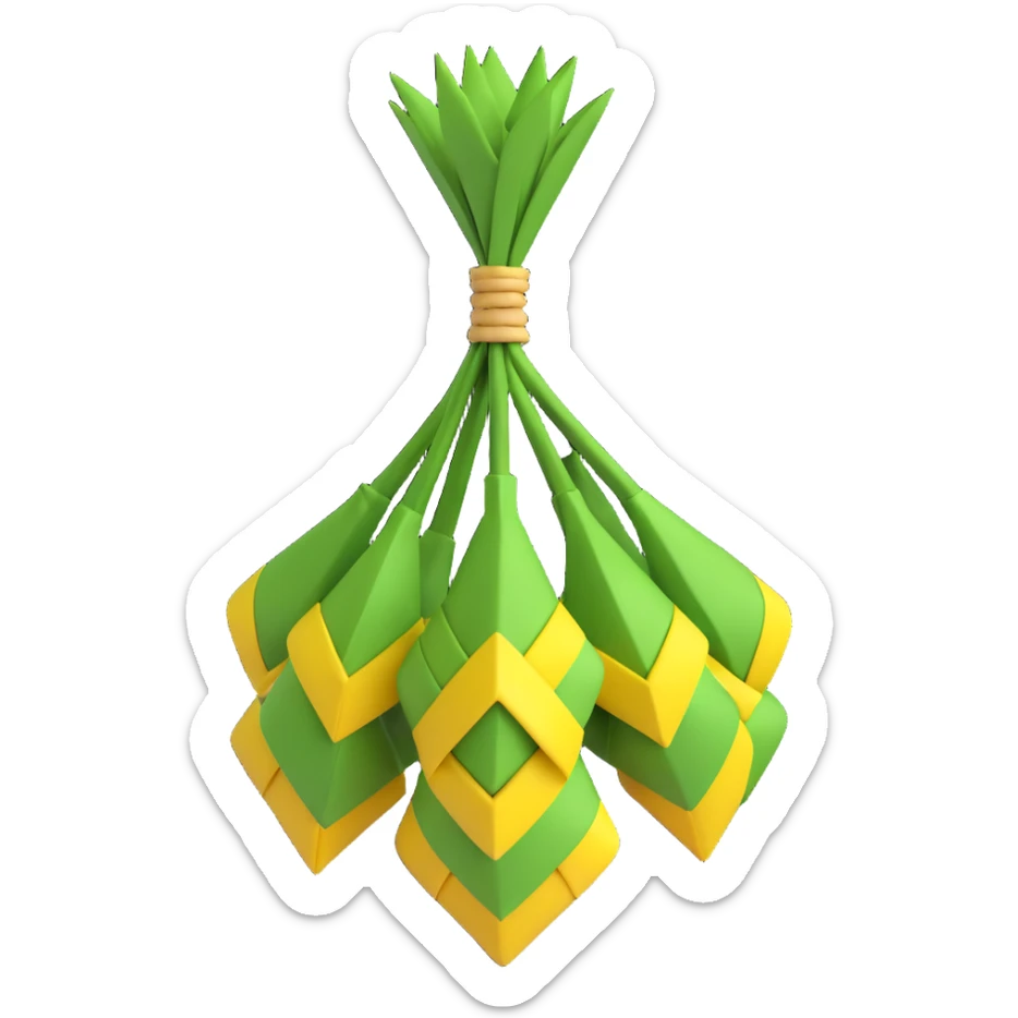 ketupat, traditional Indonesian rice cake wrapped in woven palm leaves sticker