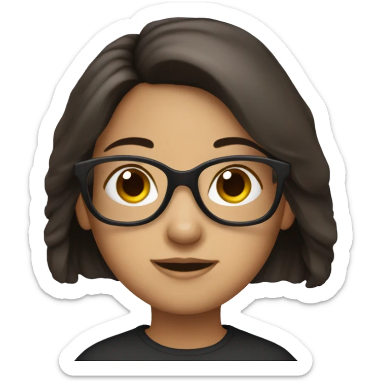 a girl with dark brown hair and glasses sticker