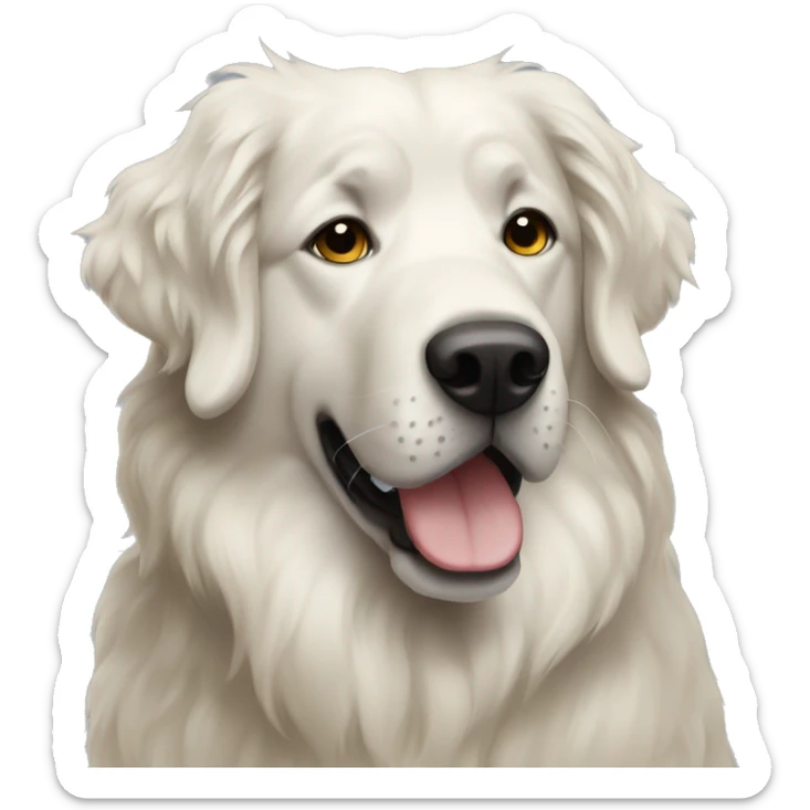 Black maremma dog with golden hair on her ears sticker