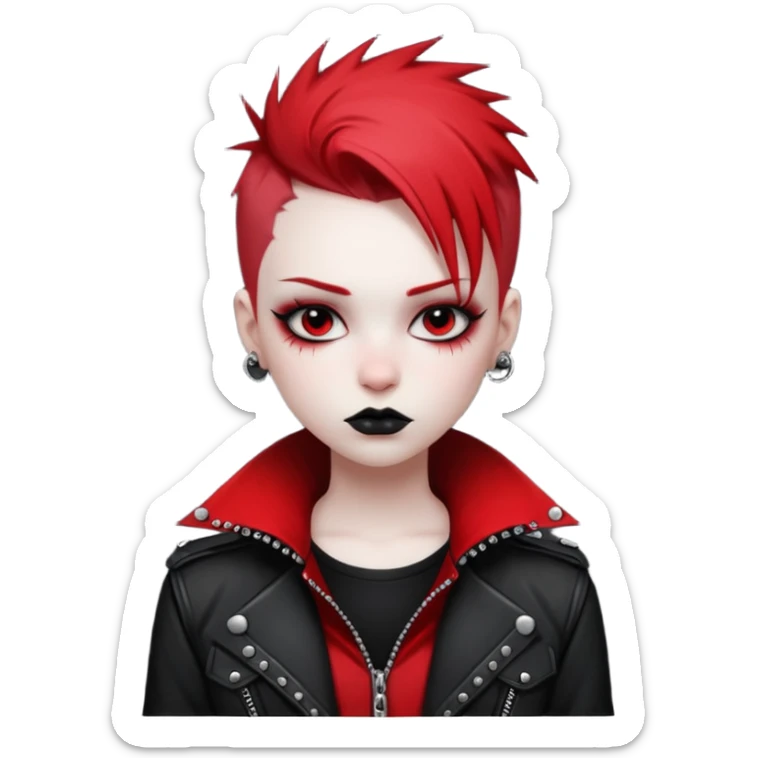 A cool urban punky gothic badass edgy black white and red styled outfit (aesthetic, clothes, clothing, loose object, apparel)  sticker