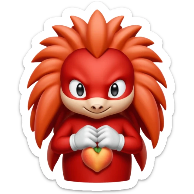 Sonic the hedgehogs friend knuckles a red animal with peach arms and white gloves sticker