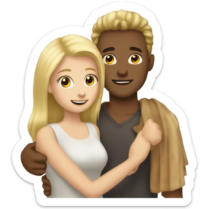 Blonde hair girl hugging brown hair guy sticker