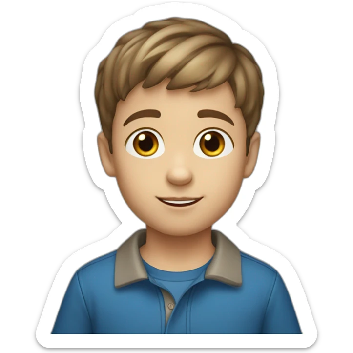 5 year old boy, with short brown hair, blue eyes, light skin color. sticker