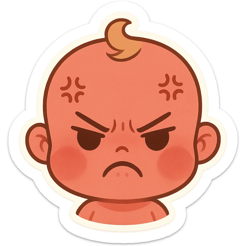 a baby red angry face  sticker