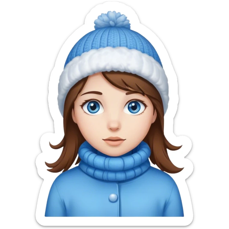 Mädchen jung, braune Haare und blaue Augen, ganzer Körper, Winterkleidung  sticker