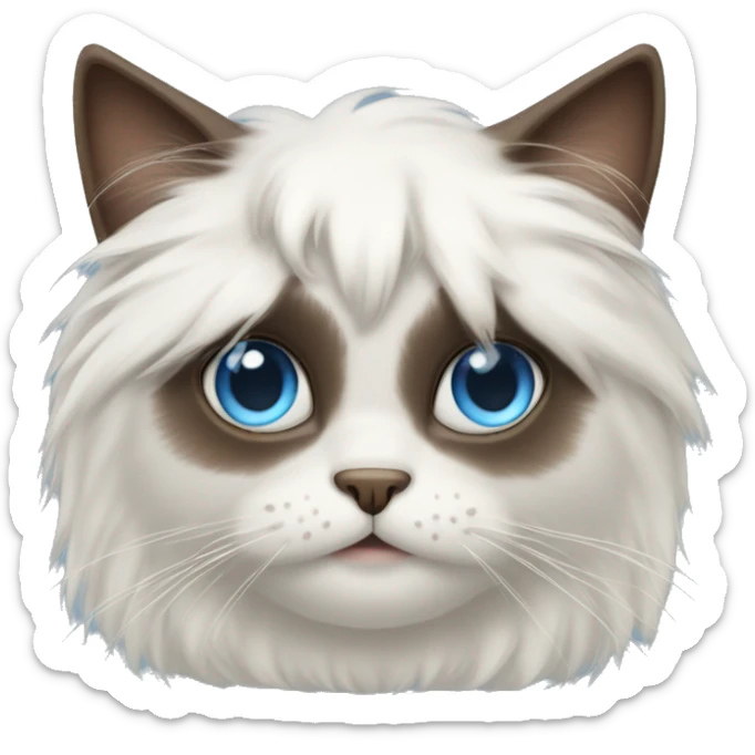 White long hair cat with different eyes: brown and blue. And he is a misantrope sticker