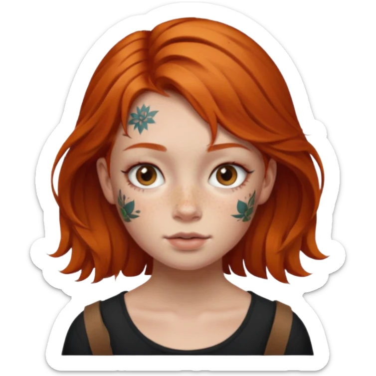 ginger hair and little face tattoo pirate girl sticker
