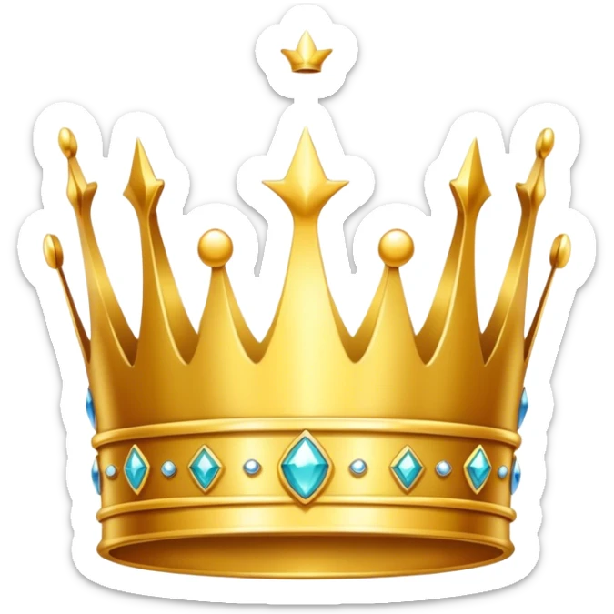 A simple, cartoon-style golden crown with minimal details, floating on its own and slightly sparkling to convey a premium, regal feel. sticker