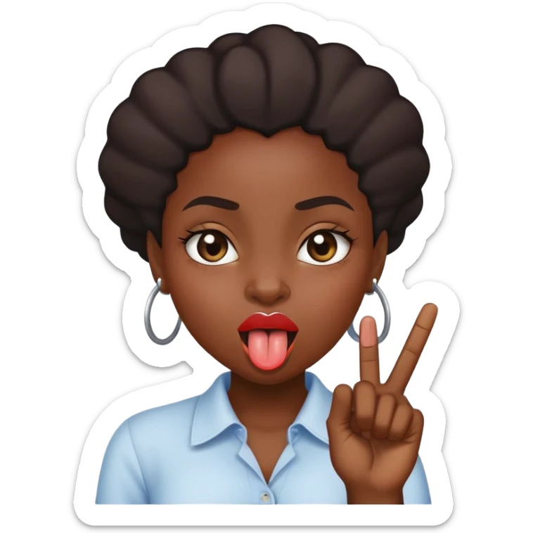 Black girl sticking out her tongue with the middle finger sticker