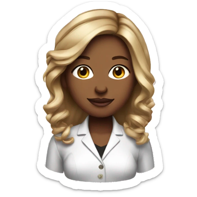 Girly girl with balayage hair working in corporate, wearing pink sticker