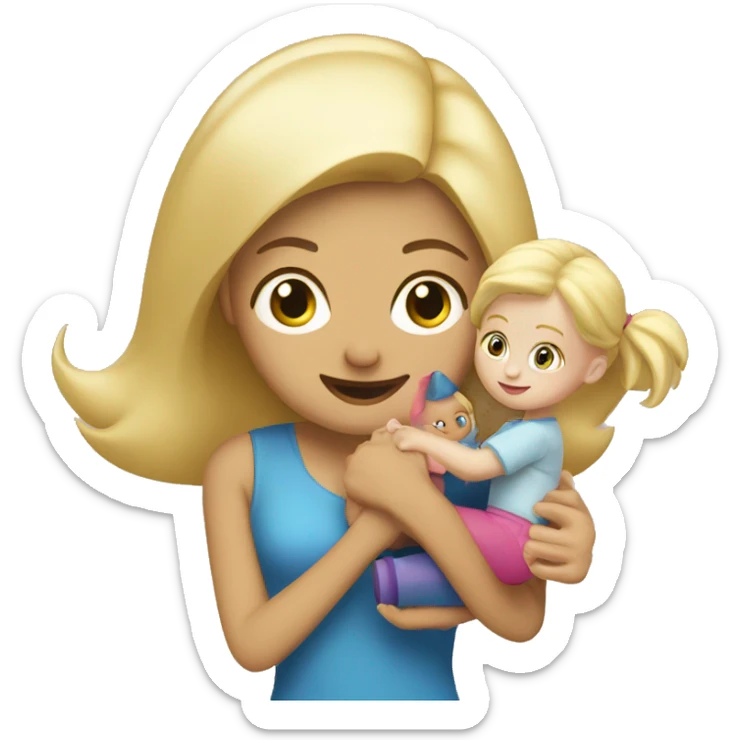 blonde women playing with blonde child with toys sticker