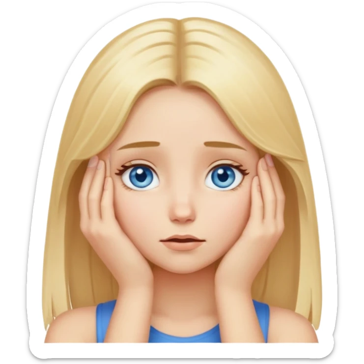 Girl with blonde hair and blue eyes face palm sticker