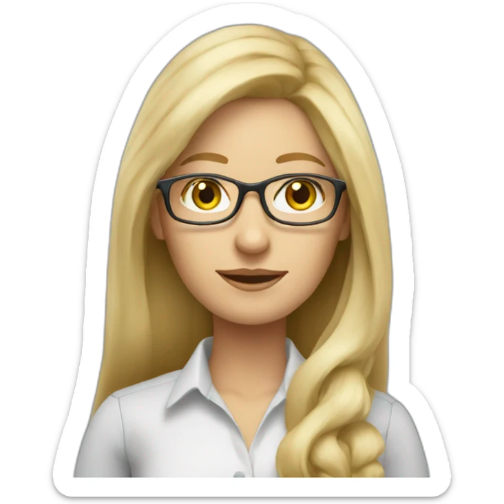 blonde long hair woman accountant with glasses sticker