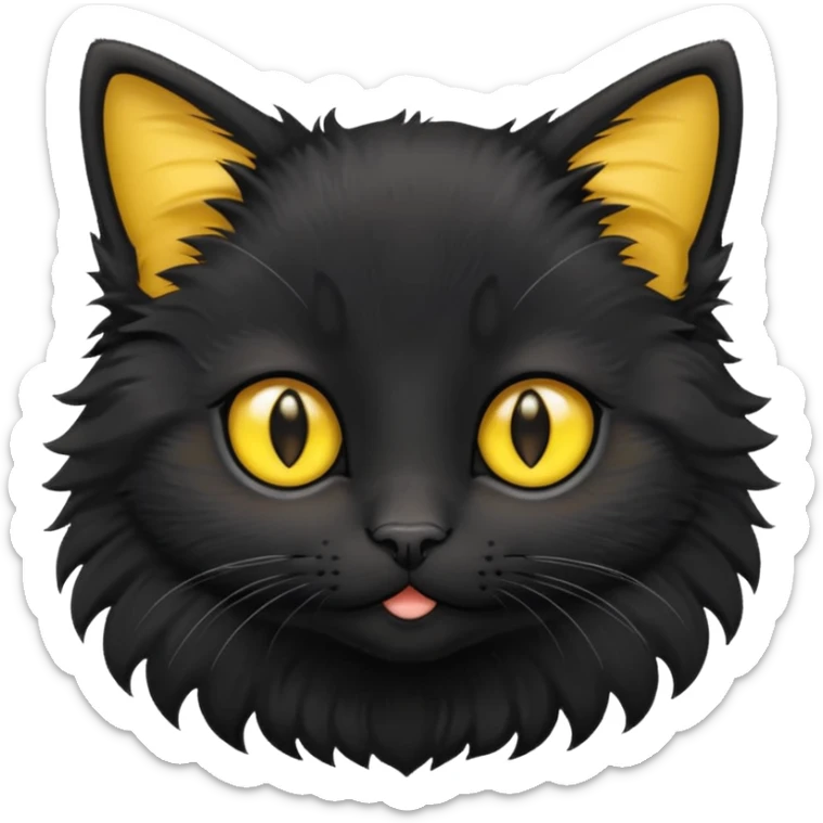 A photo-realistic digital illustration of an adorable black kitten sticker