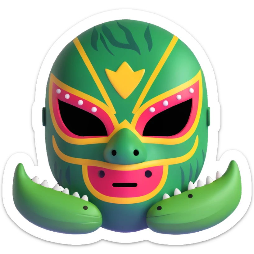 Louisiana themed luchador mask with alligator design and bayou elements sticker