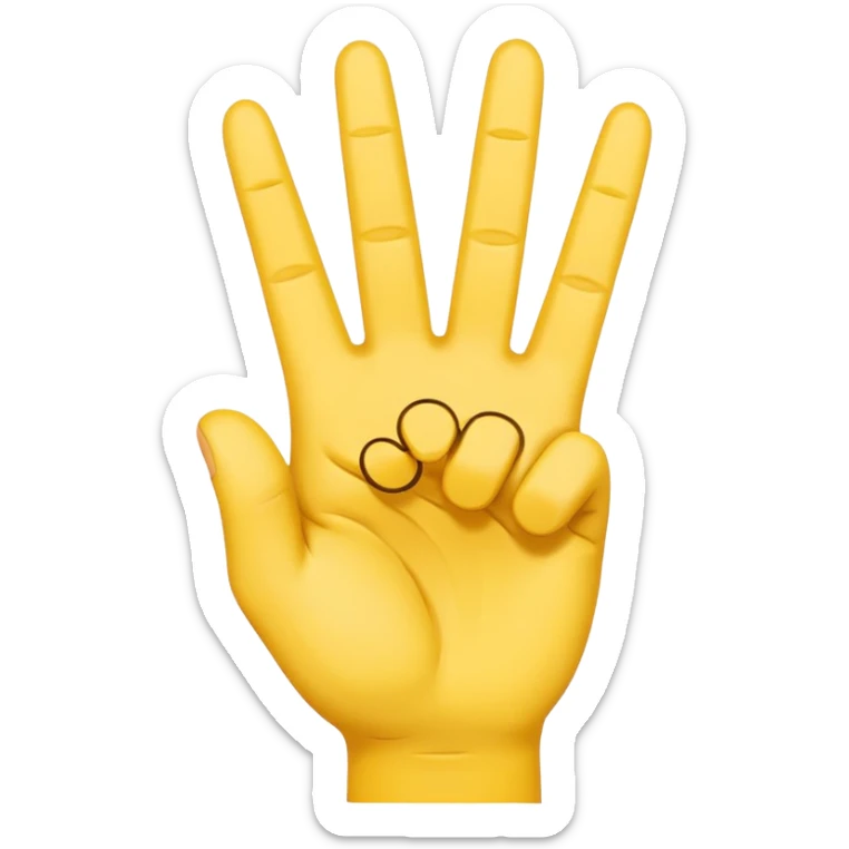 minimalist peace sign hand emoji, yellow, cartoon, two fingers sticker