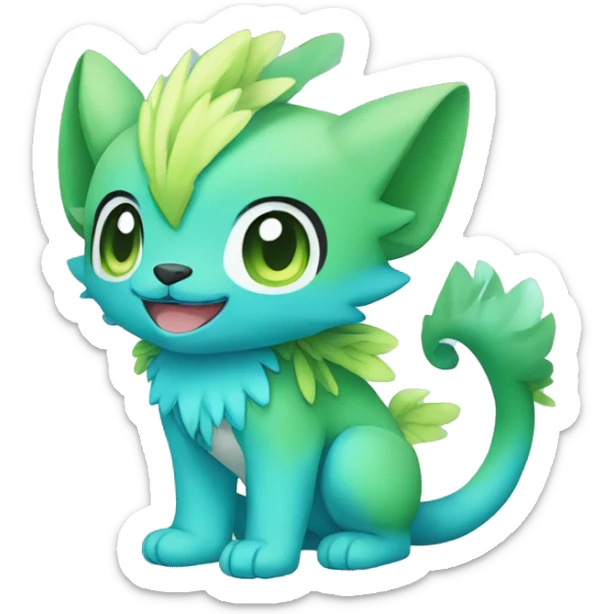 Cute cool green blue animal hybrid Fakemon full body sticker