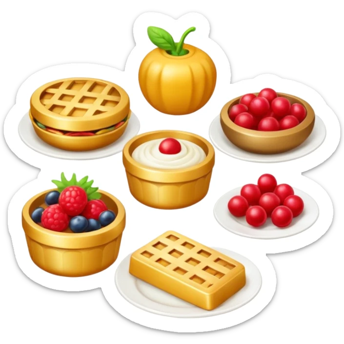 3D symbolizing gourmet taste and refined food experience, food theme, elegant yet cute, soft lighting, glossy, isolated, no background sticker