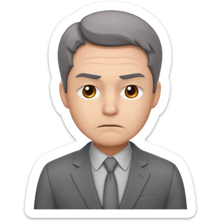 a liittle tired and frustrated entepreneur (only his face). with suit and only a little bit emotional face sticker