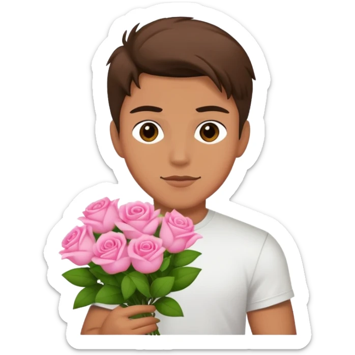 Cool bad boy holding a bouquet of pink jasmine roses sticker