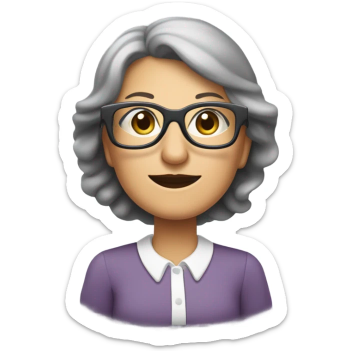 tête d'une grand-mère avec des lunettes carrées arrondies avec un style moderne sticker