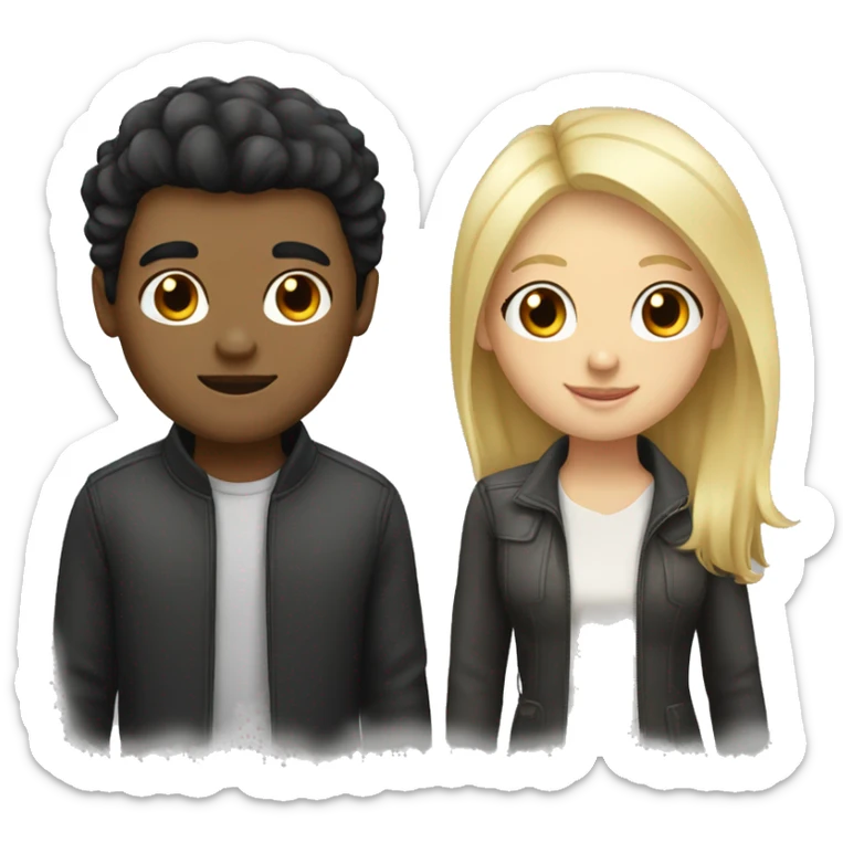White Black hair girl and blond boyfriend sticker