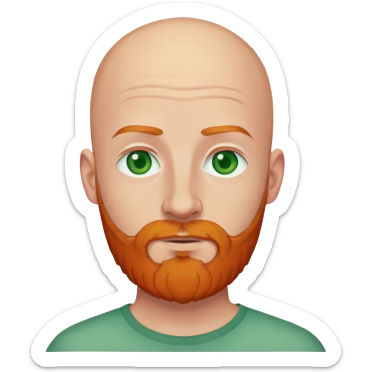 A man with green eyes and bald hair with ginger hipster beard no glasses  sticker
