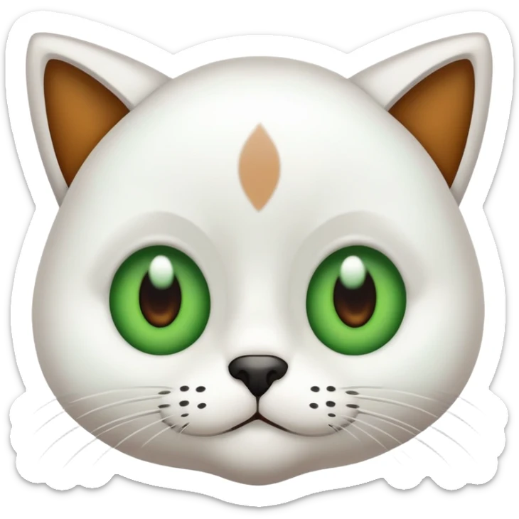 Una gata blanca con ojos verdes y una mancha marron en la cara sticker